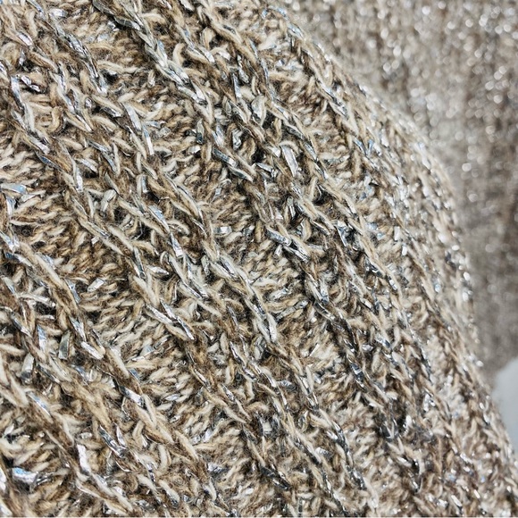 Ramy Brook Cashmere Wool Brown Marbled Silver Metallic V-Neck Knit Sweater Small - Picture 4 of 8